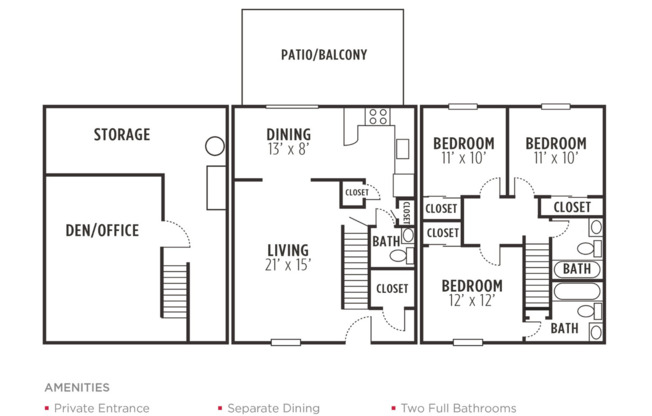 3 beds, 2.5 baths, 1,541 sqft, $1,475, Unit 3053SD