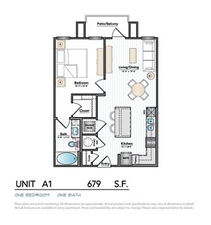 1 bed, 1 bath, 679 sqft, $1,240