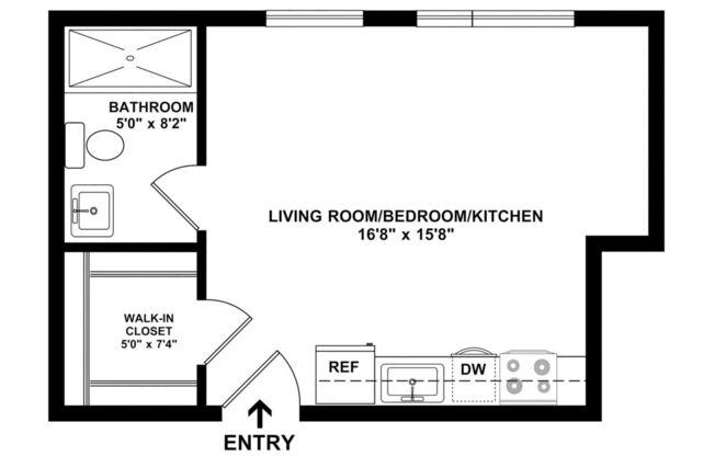 Studio, 1 bath, 337 sqft, $1,840