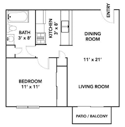 1 bed, 1 bath, 579 sqft, $904