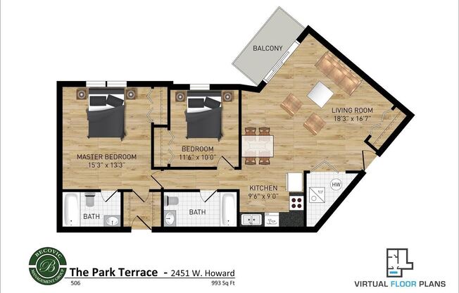 2 beds, 2 baths, 900 sqft, $2,550, Unit 406