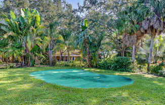 Putting green and trees