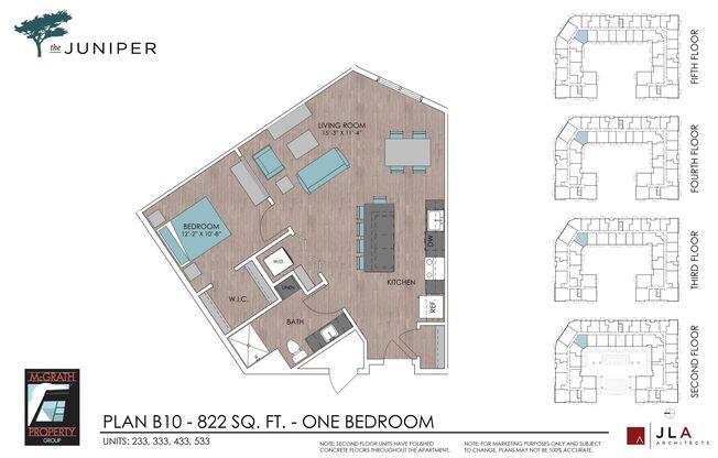 1 bed, 1 bath, 822 sqft, $1,685, Unit 233