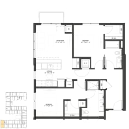 2 beds, 2 baths, 963 sqft, $1,552