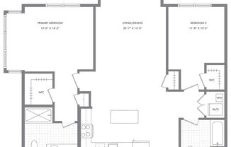 2 beds, 2 baths, 999 sqft, $2,938, Unit Residence 502