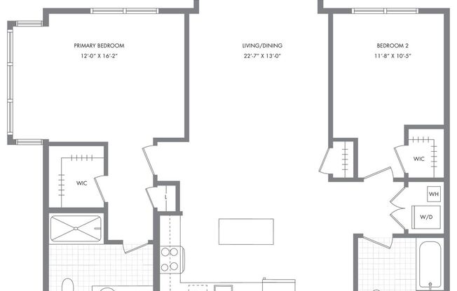 2 beds, 2 baths, 999 sqft, $2,938, Unit Residence 502