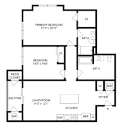 2 beds, 2 baths, 1,085 sqft, $3,265