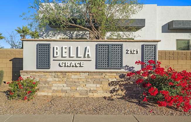 a sign in front of a building