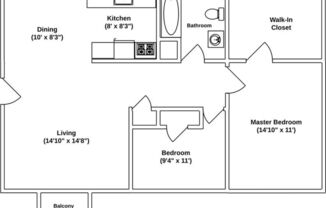 2 beds, 1 bath, 868 sqft, $815