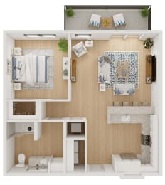 1 bed, 1 bath, 755 sqft, $1,061