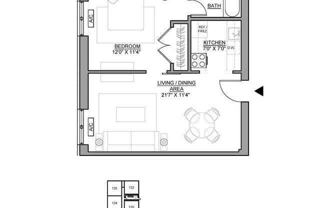 1 bed, 1 bath, $2,250, Unit 123