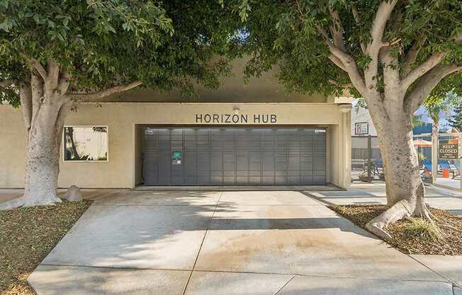 Exterior Community Mail Hub at Horizon Apartments located in Santa Ana, CA.