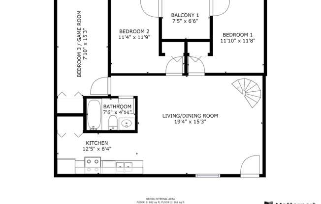 2 beds, 2 baths, 1,144 sqft, $1,450