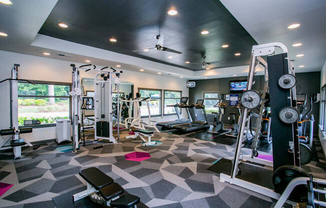 Fitness Center with Free Weights at Apartments on Powers Ferry Rd