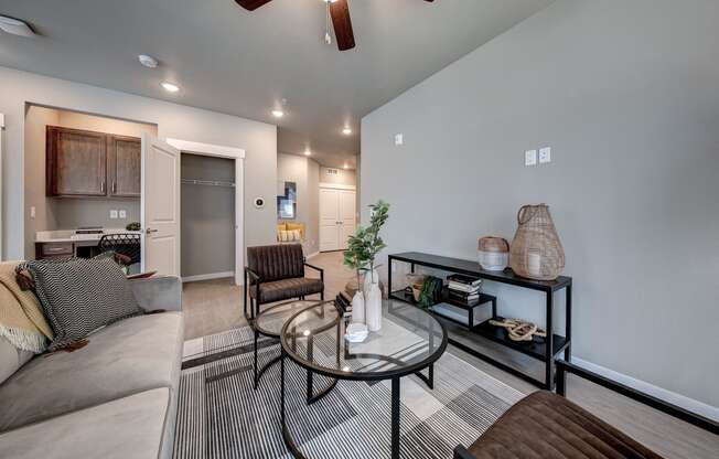 Living room with closet