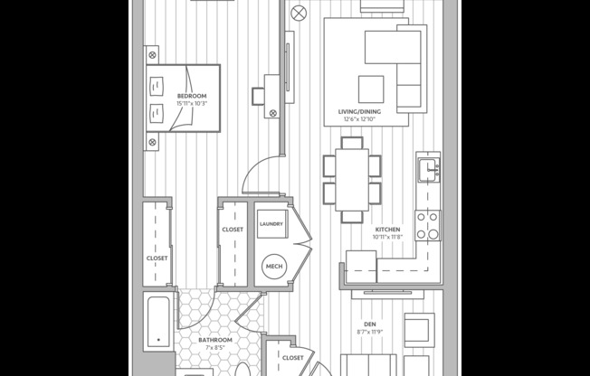 1 bed, 1 bath, 837 sqft, $2,981