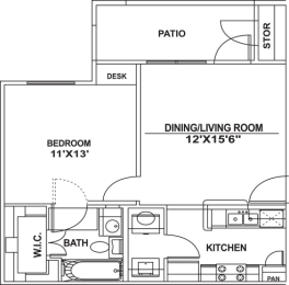 1 bed, 1 bath, 615 sqft, $1,175