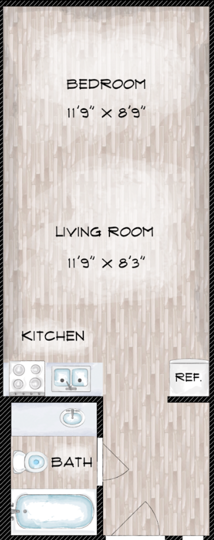 Studio, 1 bath, 350 sqft, $899, Unit A-121