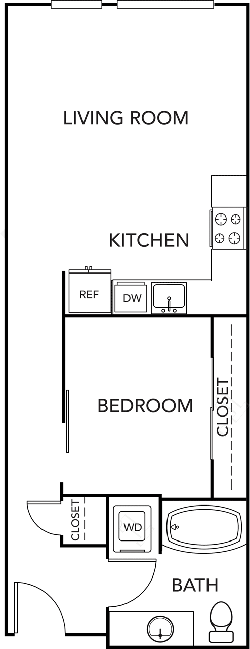 1 bed, 1 bath, 595 sqft, $2,035