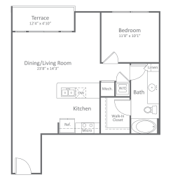 1 bed, 1 bath, 772 sqft, $1,534