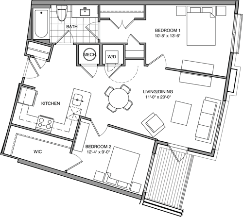 2 beds, 2 baths, 873 sqft, $3,074, Unit 411