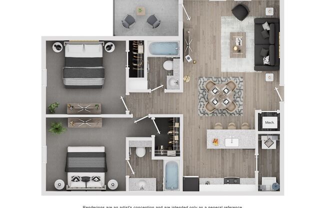 2 beds, 2 baths, 968 sqft, $1,204, Unit E317