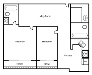 2 beds, 2 baths, 655 sqft, $1,200