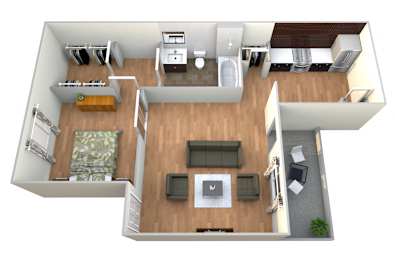 1 bed, 1 bath, 568 sqft, $950