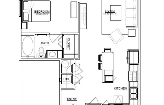 Studio, 1 bath, 734 sqft, $1,500