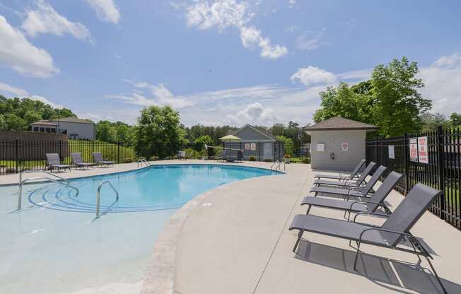 our apartments have a resort style pool with lounge chairs