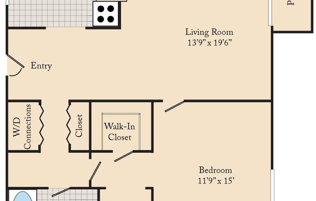 1 bed, 1 bath, 621 sqft, $1,750, Unit B401