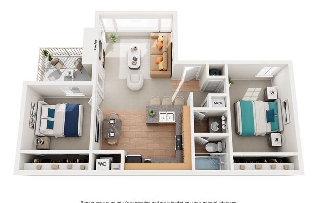 2 beds, 1 bath, 825 sqft, $1,820, Unit 250