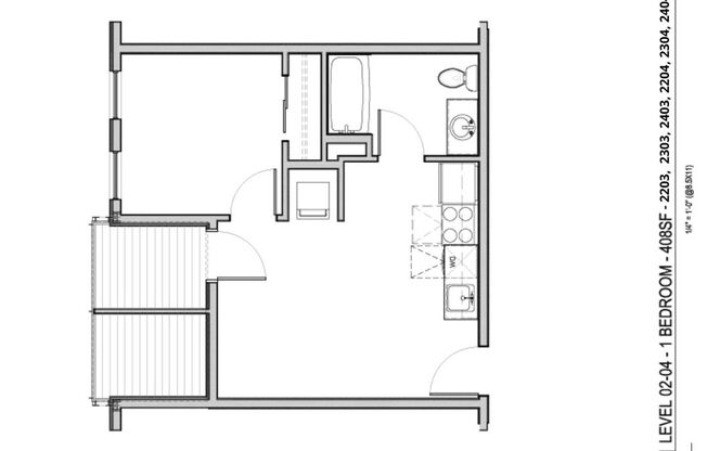 1 bed, 1 bath, 489 sqft, $1,399, Unit 2403