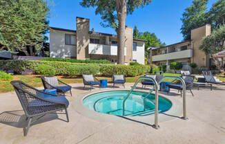 Soaking up serenity in the Chatsworth Pointe jacuzzi with a cozy sitting area