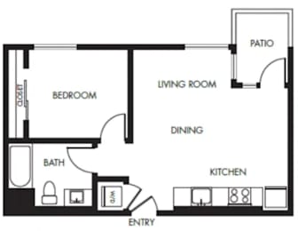 1 bed, 1 bath, 609 sqft, $2,355