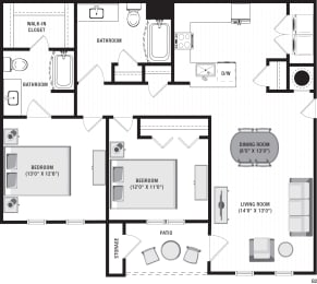 2 beds, 2 baths, 1,170 sqft, $1,690