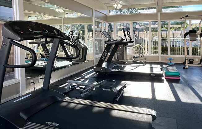 a treadmill in the gym at the villas at obsidian