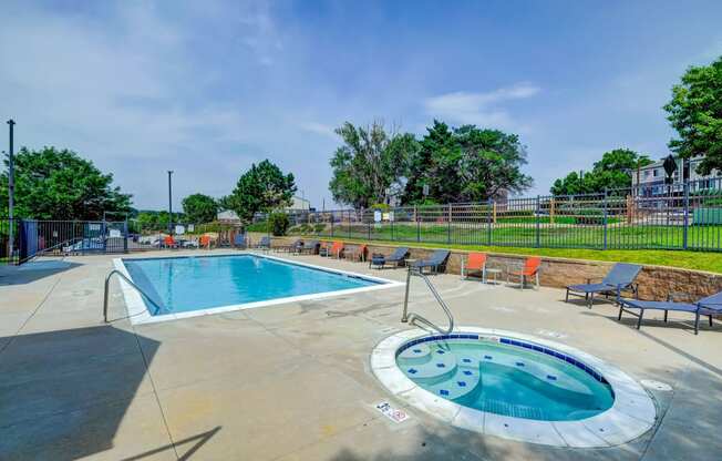 pool and hot tub at the preserve at polo towers apartments