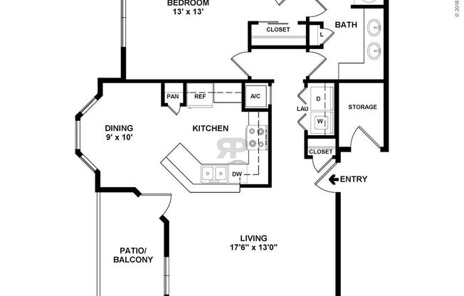 1 bed, 1 bath, 941 sqft, $1,208