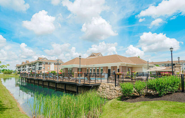 a building with a dock over a body of water