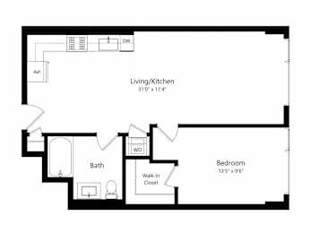 1 bed, 1 bath, 694 sqft, $2,413