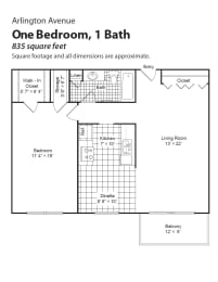 1 bed, 1 bath, 835 sqft, $1,070