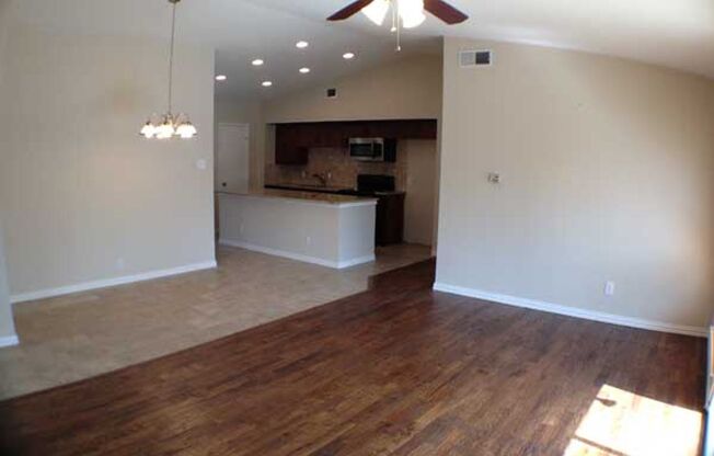 3 Bed, 2 Bath. Hardwood floors, quartz countertops, stainless steel appliances.