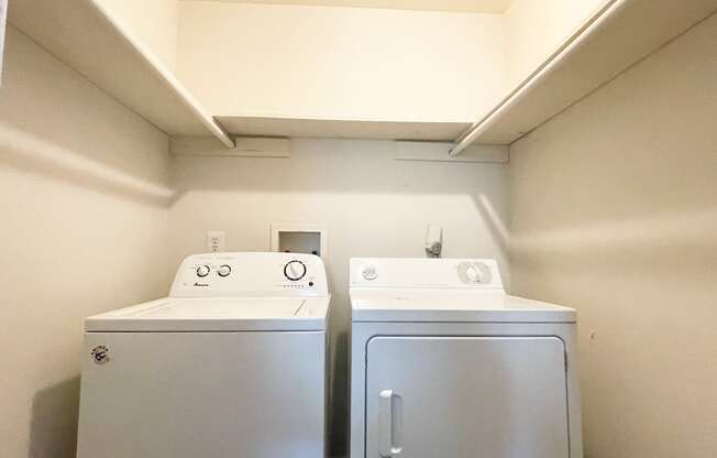 Full size white washer and dryer at Barracks West in Charlottesville, VA