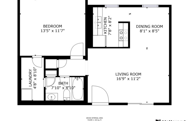 1 bed, 1 bath, 650 sqft, $1,299, Unit 17