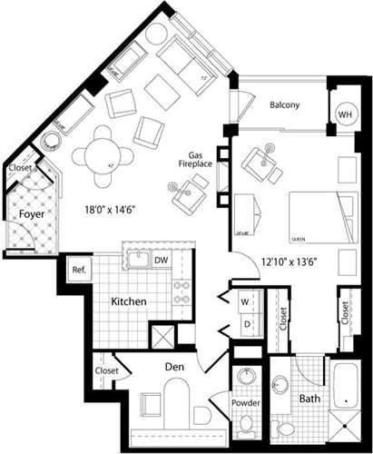 1 bed, 1 bath, 1,070 sqft, $3,162, Unit 614