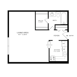 Studio, 1 bath, 490 sqft, $1,225