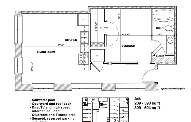 1 bed, 1 bath, 604 sqft, $1,395, Unit APT 309