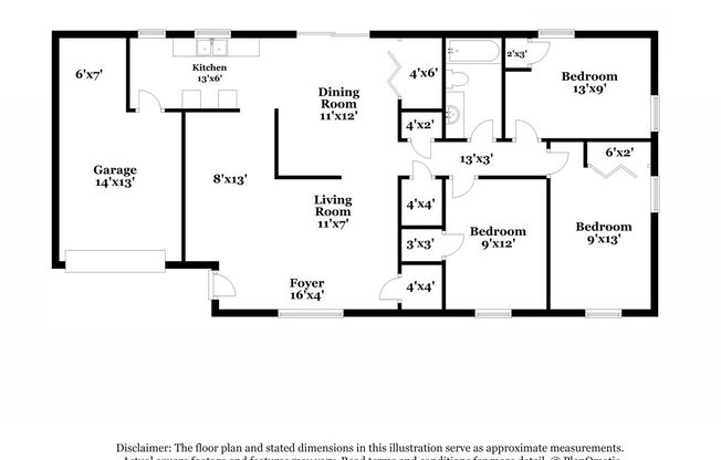 3 beds, 1 bath, $1,195