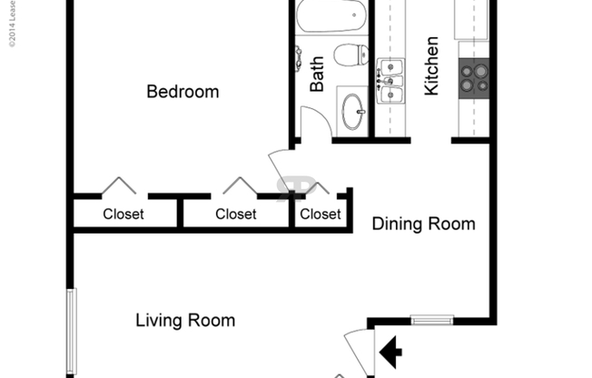 1 bed, 1 bath, 857 sqft, $1,215